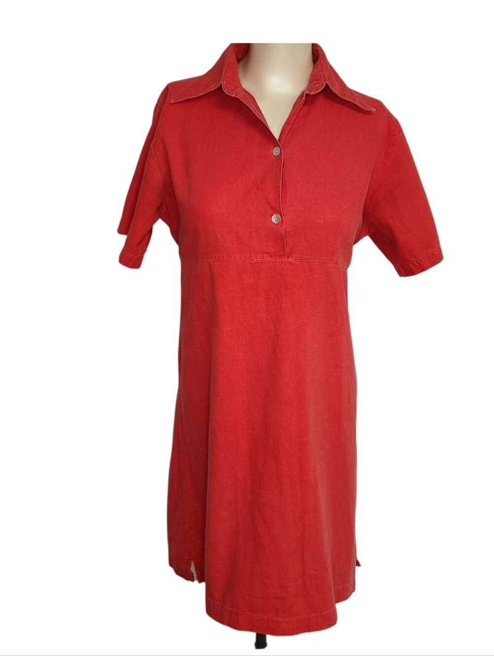 Maria Gabrielle Red Linen Blend Polo Dress Tie Waist Size M